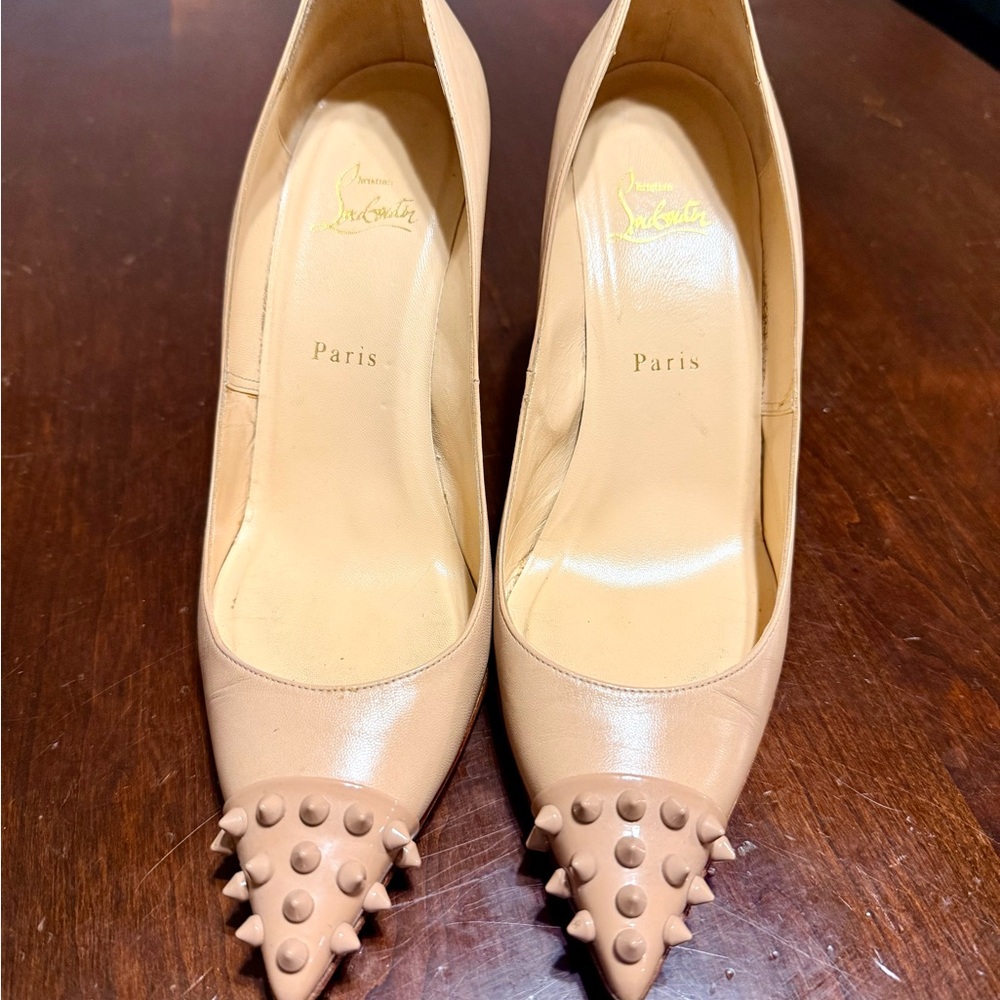 Christian Louboutin Nude Spiked Heels